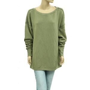 Free People Midnight Drift Pullover Sweatshirt Top Cotton Cutout M New 283945